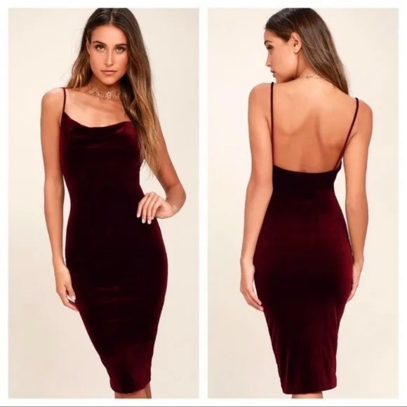 lulus jazzy belle burgundy velvet dress Sexy Red Velvet Dress - Velvet Bodycon Dress - Midi Dress